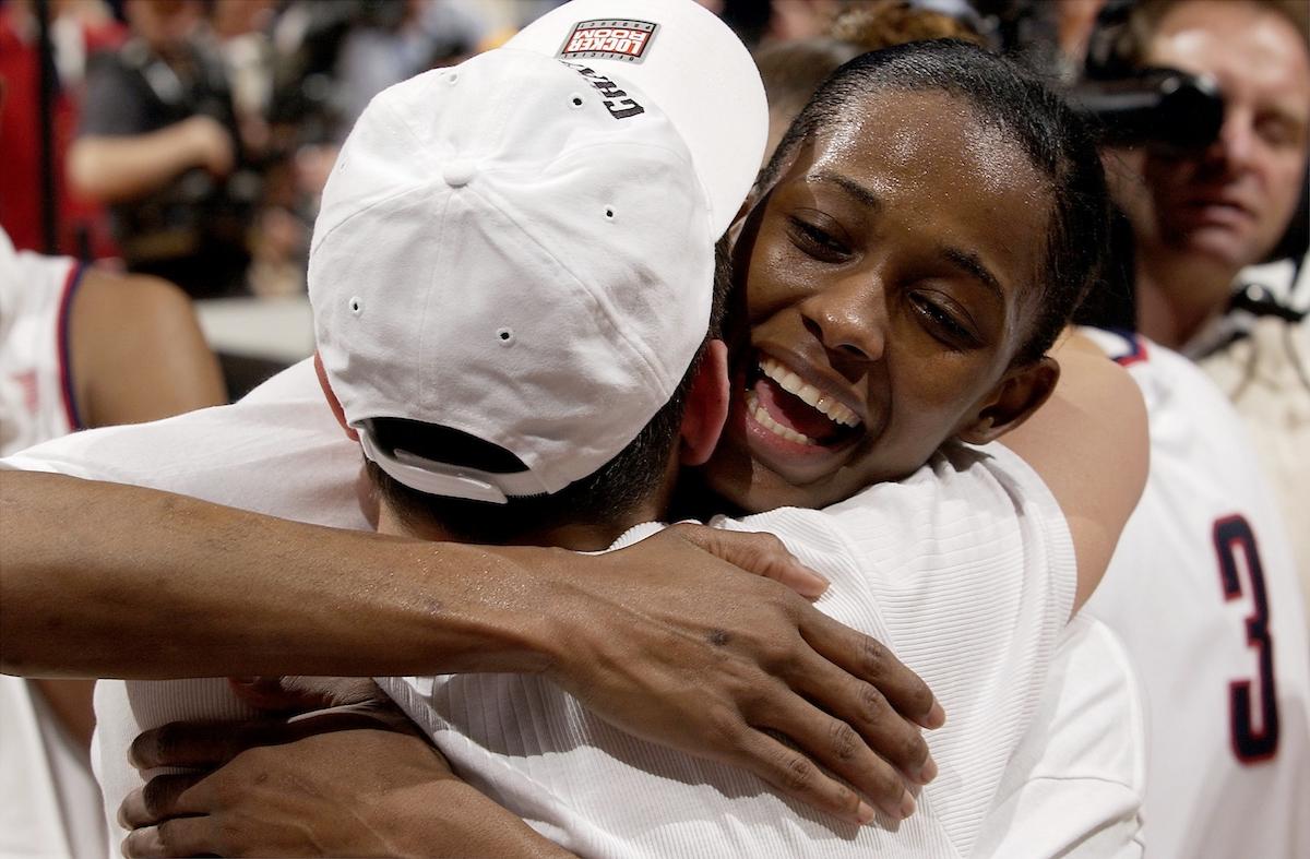 Swin Cash celebrates UConn's 2002 title