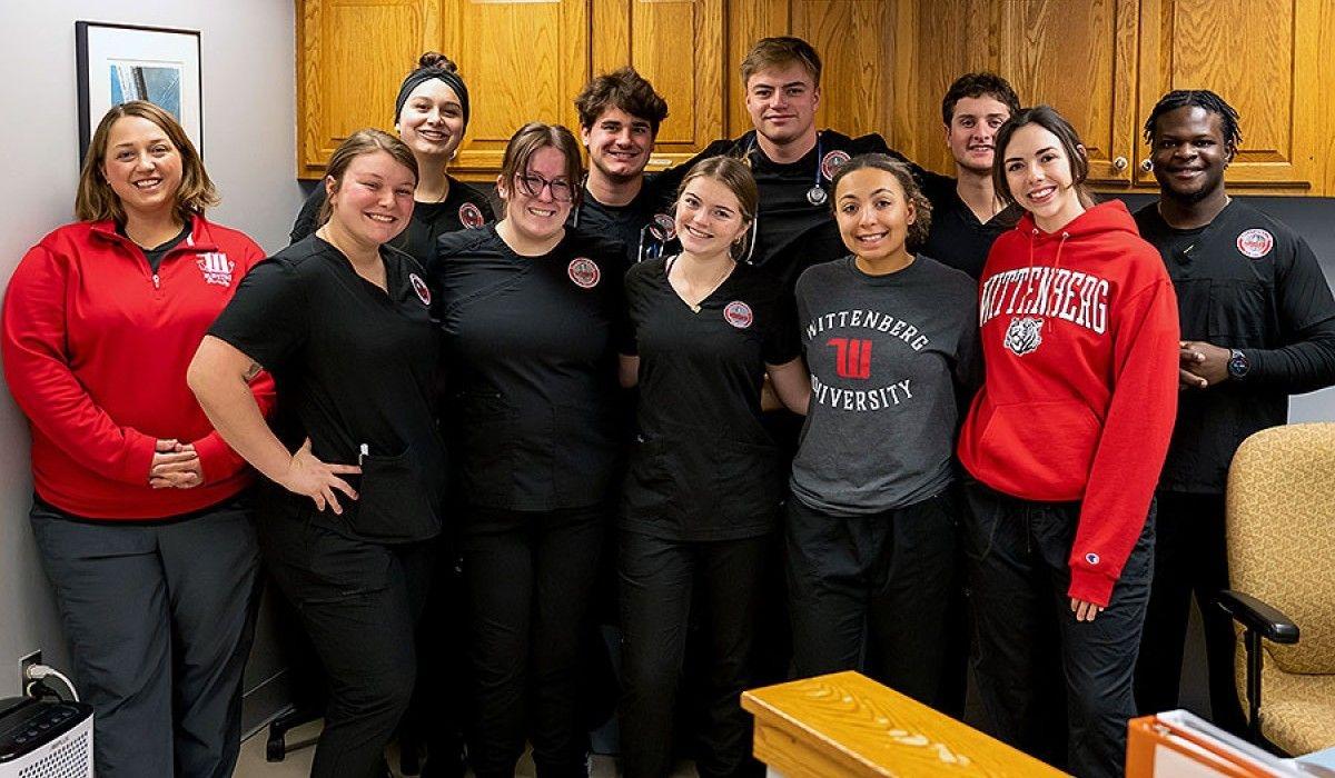 Wittenberg Nursing Students, including Lilly James (front row, second from left) with Professor Jessica Johnson '05