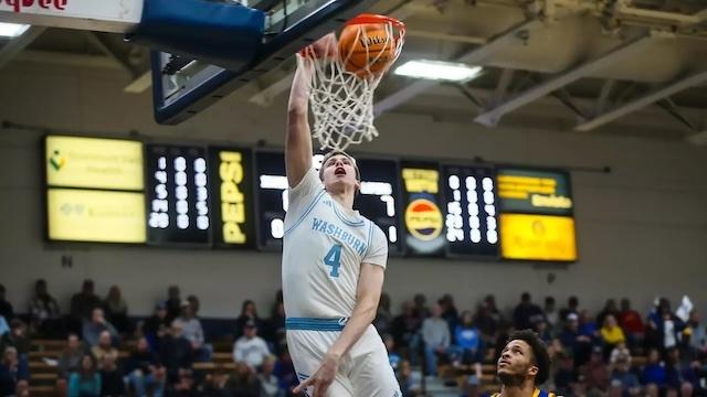 Washburn slams it home at the Small College Basketball Hall of Fame Classic. 